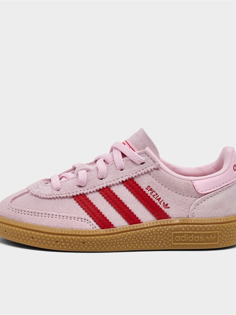 Baby adidas Pink Suede Handball Spezial with Red Stripes